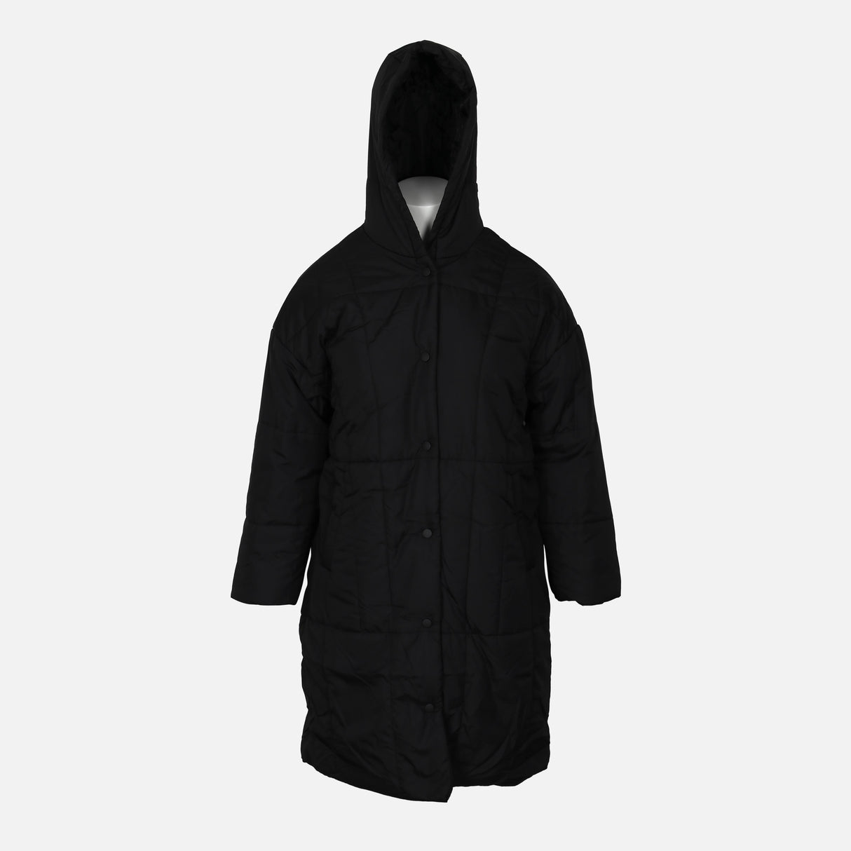 جاكيت نسائي بوفر طويل بغطاء للرأس