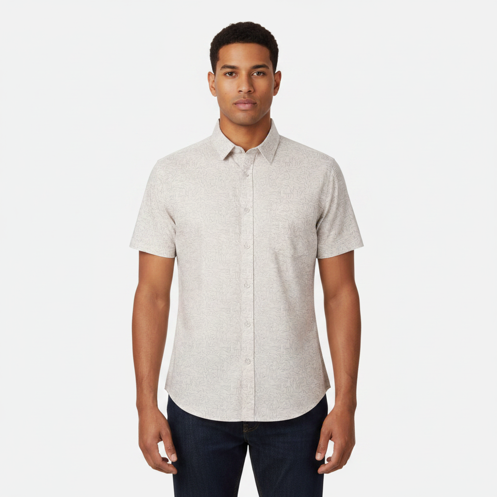 Men Oxford Short Sleeve Shirt