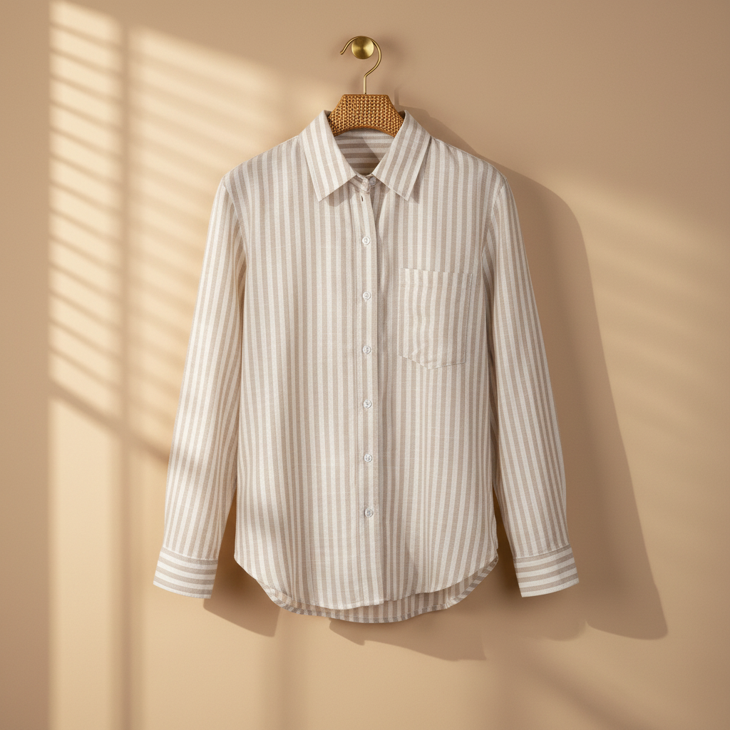 Women Linen Blend Striped Shirt