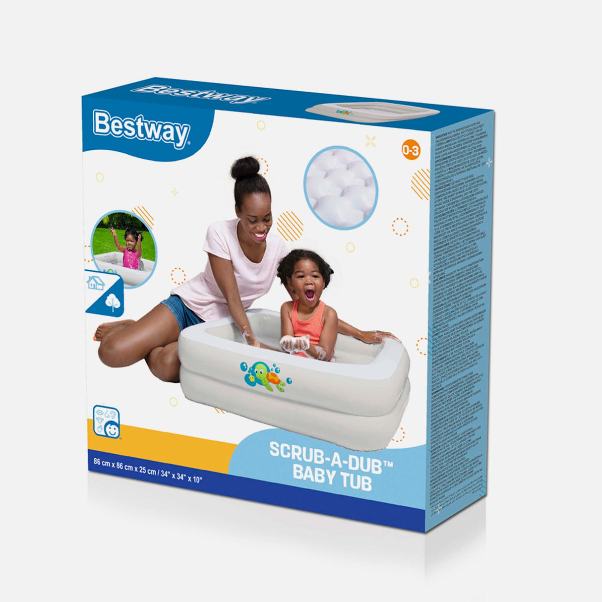 حوض أطفال 86×86×25 سم 0-3 سنوات