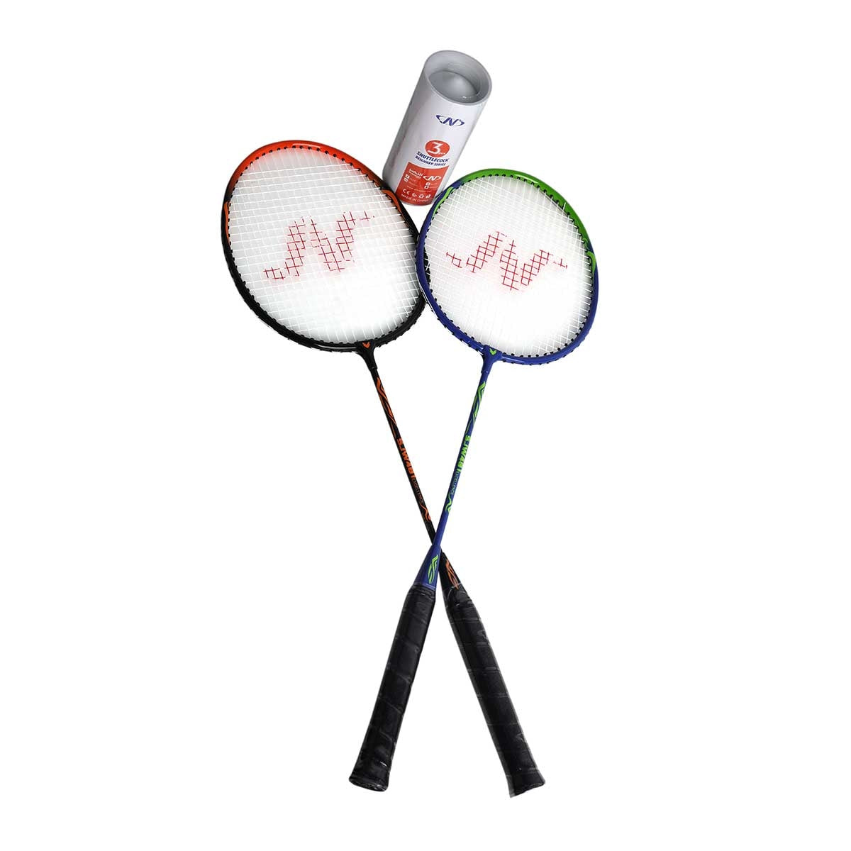 2 JOINT BADMINTON RACKET +3 PLASTIC COCK