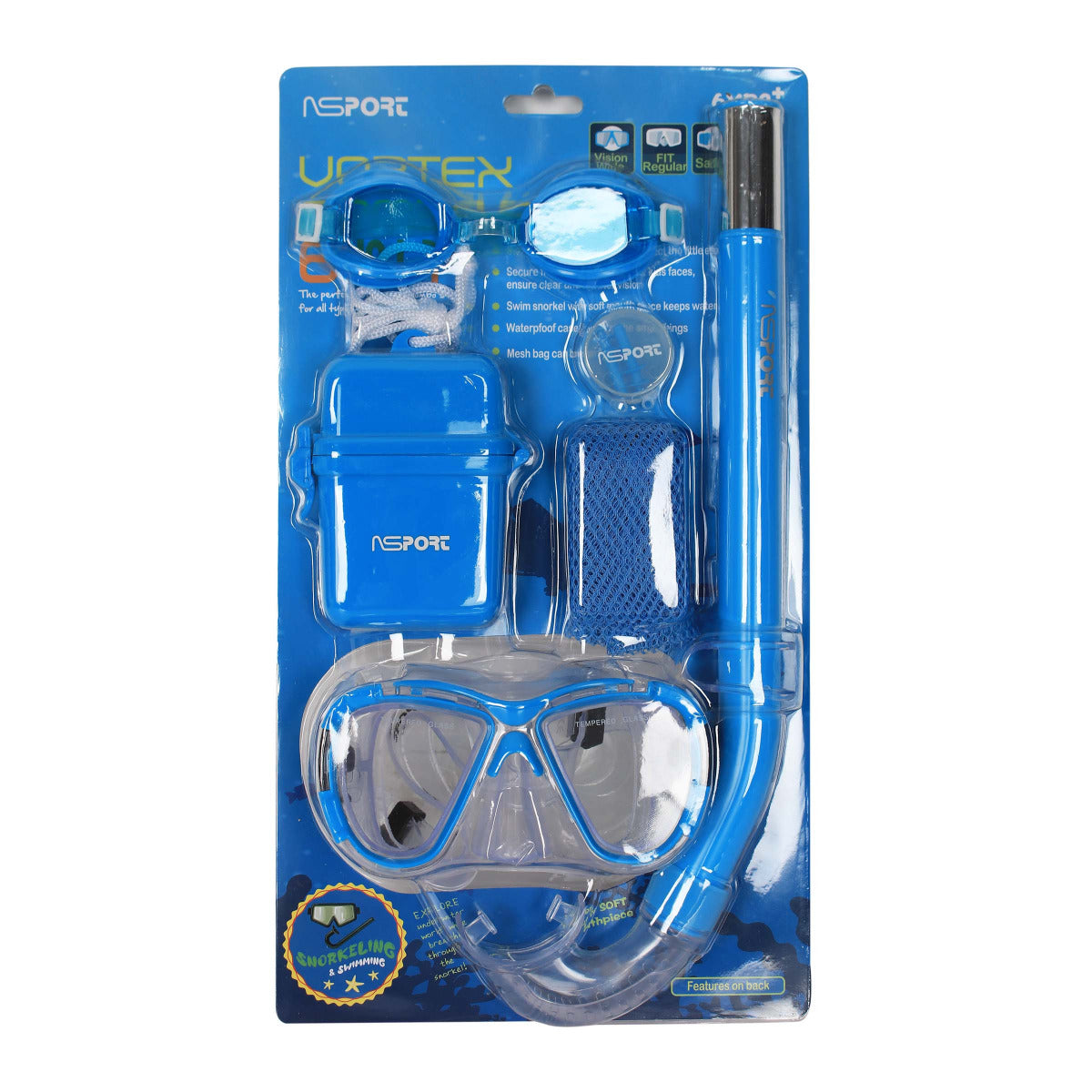 طقم ماسك و نظارة سباحة ( مقاس +6 سنة )
