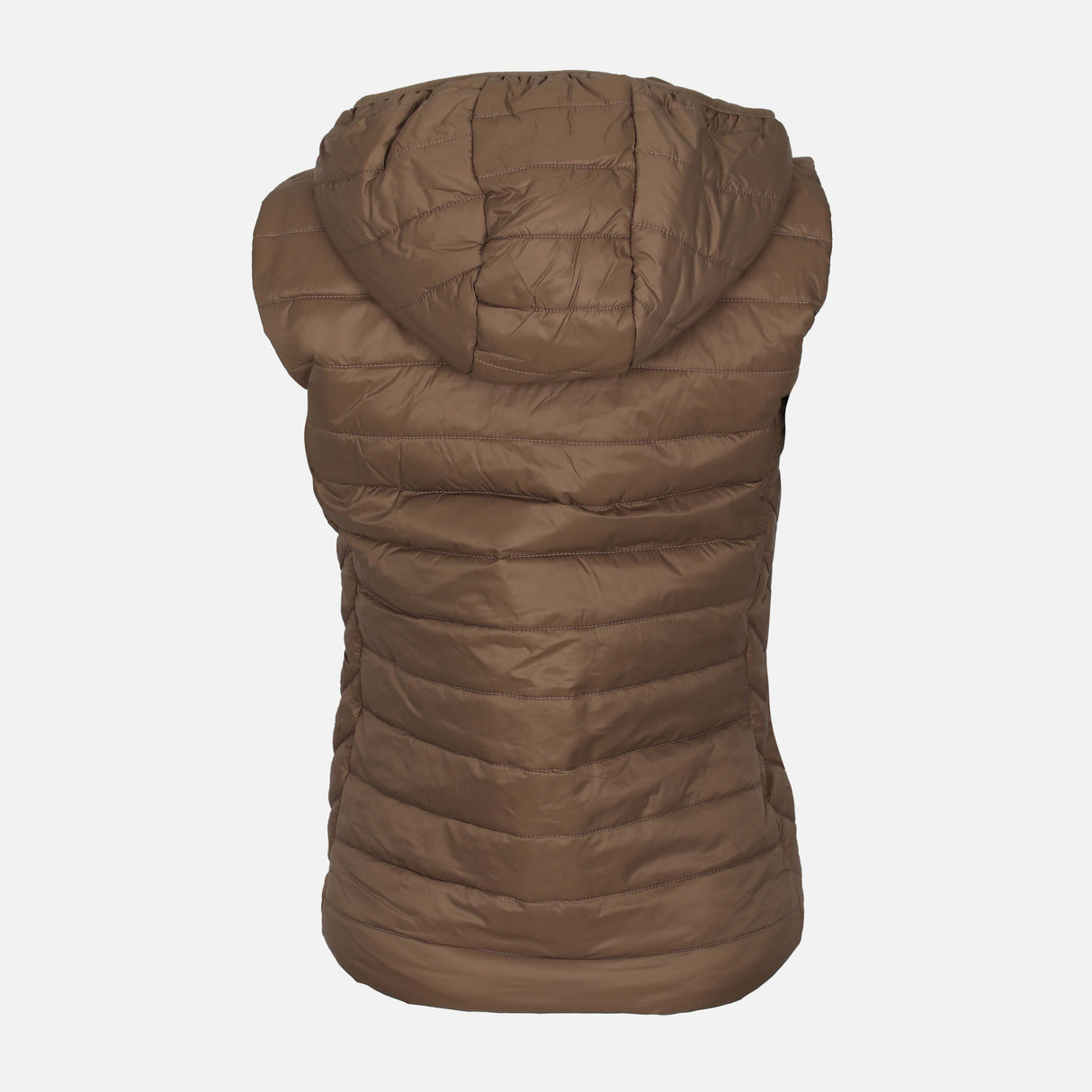 LADIES BASIC PUFFER GILET WITH HOOD