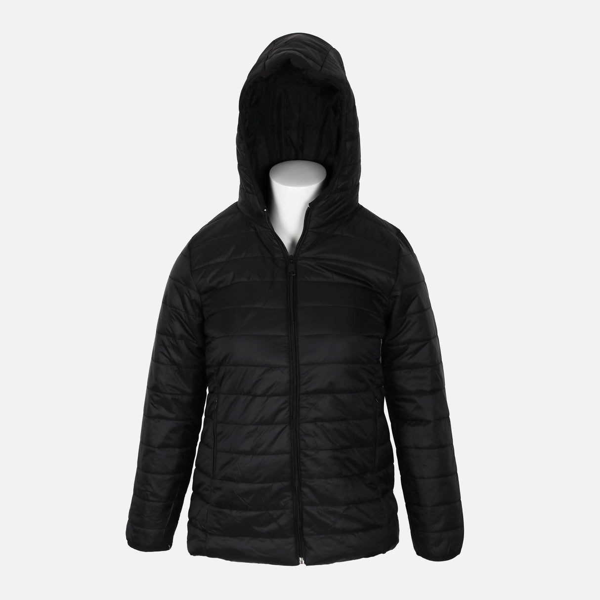 LADIES BASIC PUFFER JACKET WITH HOOD