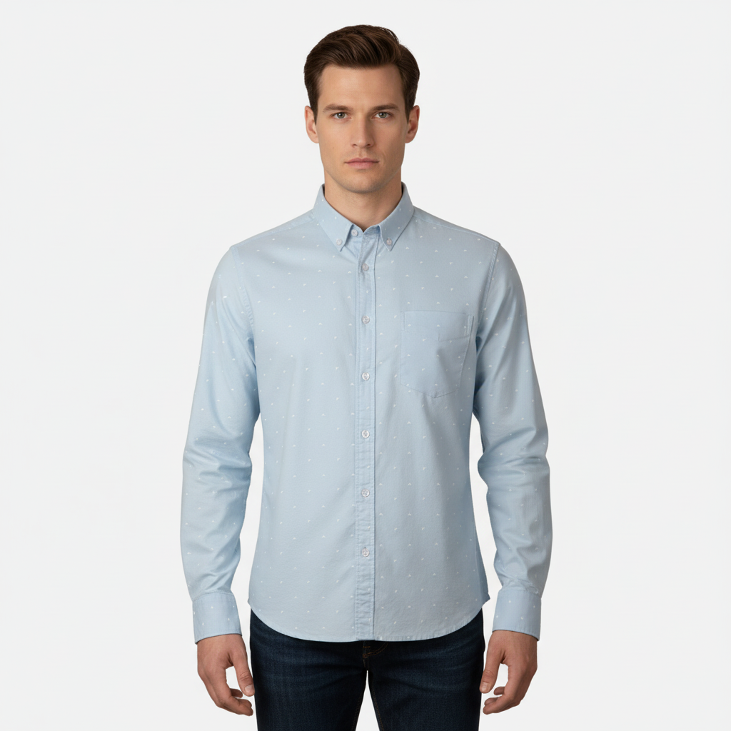 Men Long Sleeve Oxford Shirt