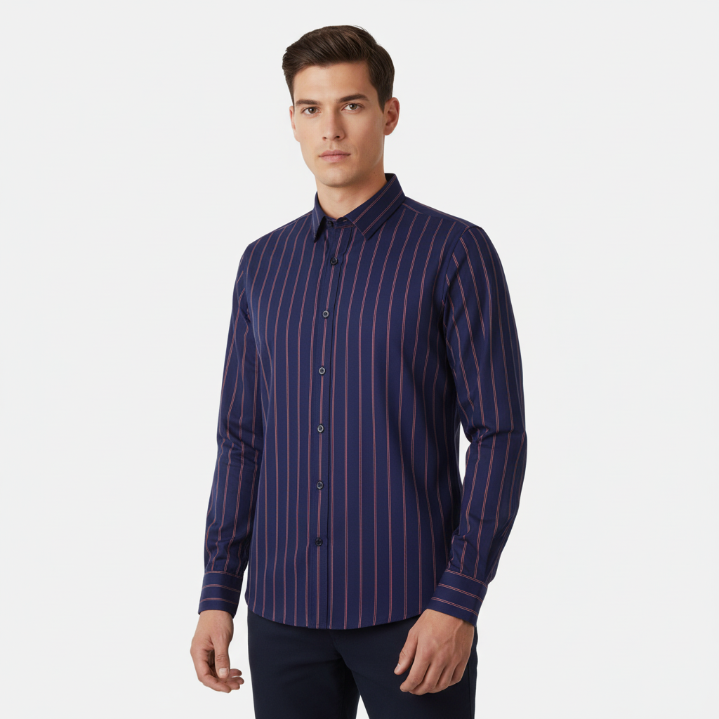 Men Long Sleeve Stripe Shirt