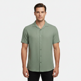 Men Short Sleeve Open Collar Seer Sucker Shirt