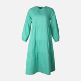Women Long Sleeve Linen Blend Ankle Dress