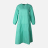 Women Long Sleeve Linen Blend Ankle Dress