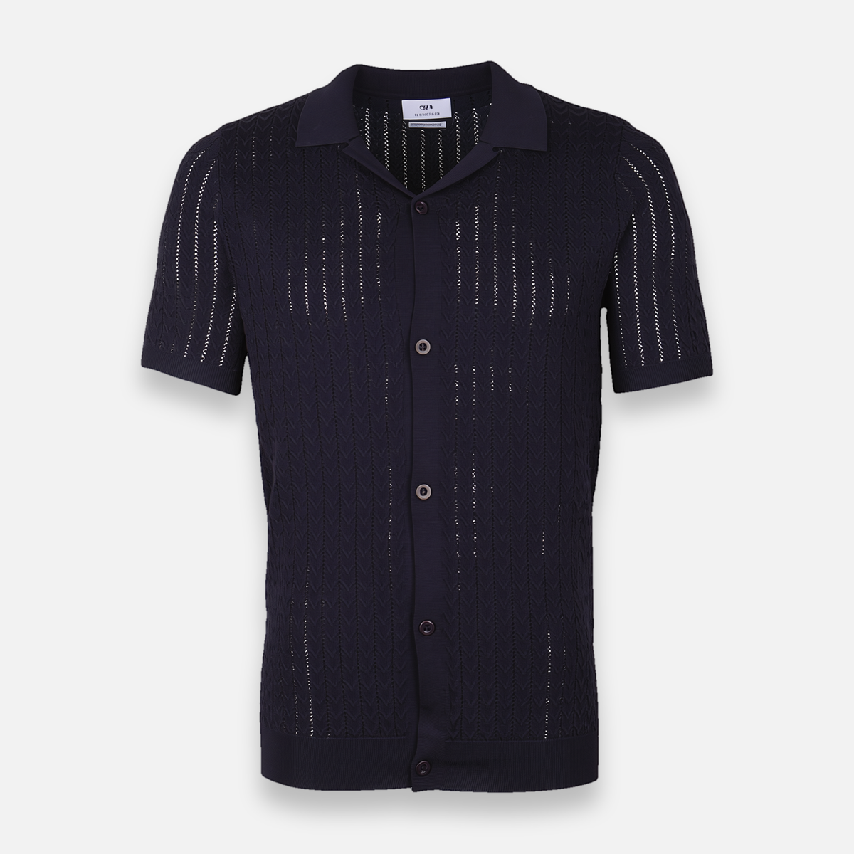 Men Plain Knitted Short Sleeve Shirt