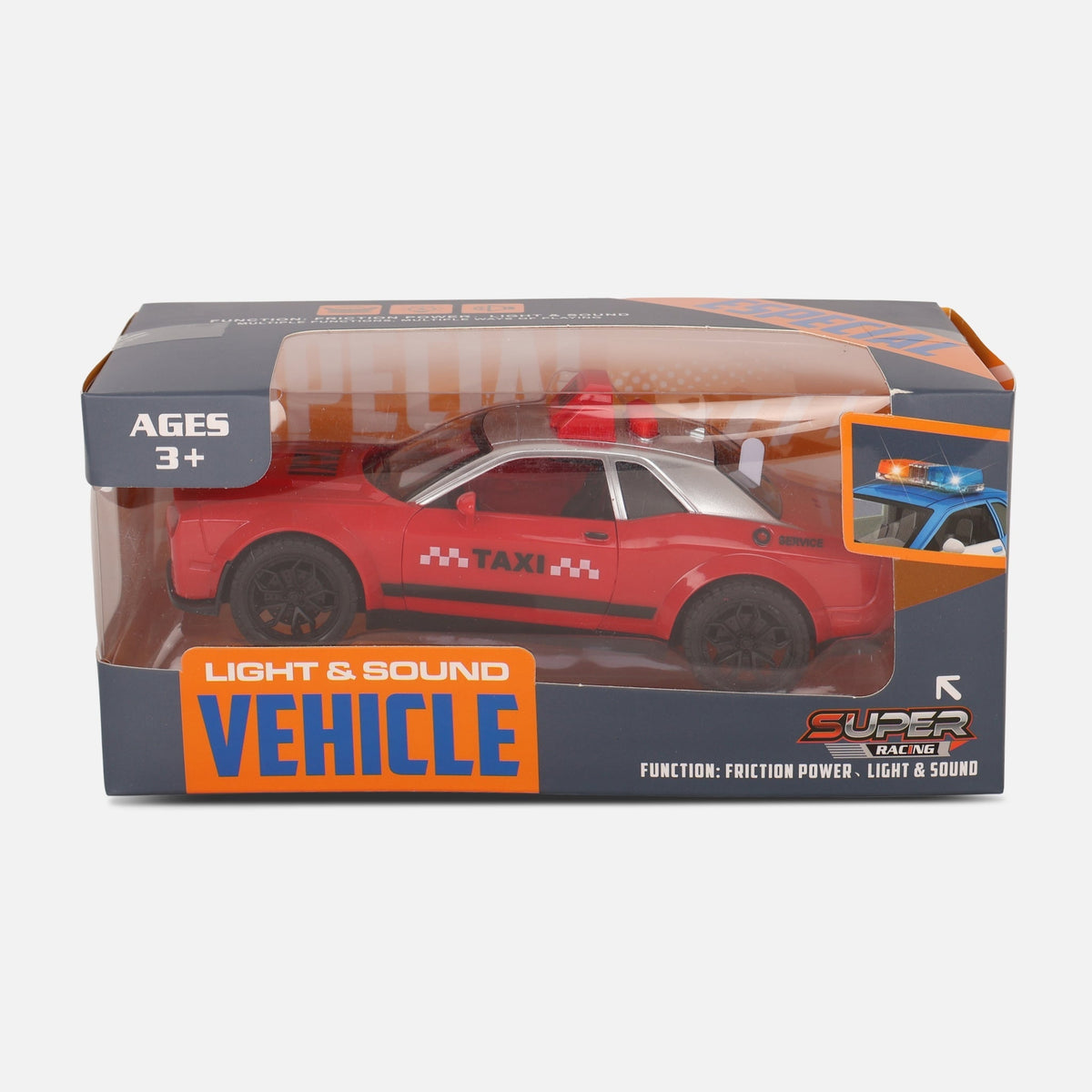 Friction Taxi Car Toy With Lights Music & Opening Doors