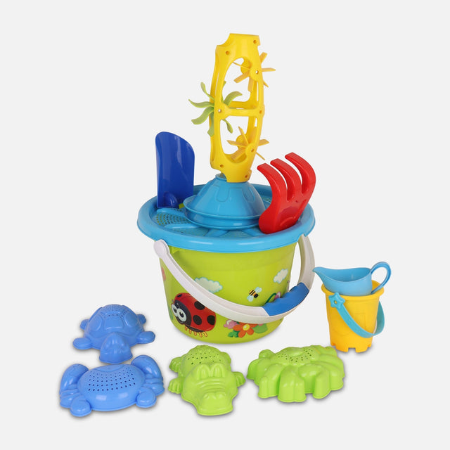 Beach Toys Bucket Sets With Sandglass 11Pcs